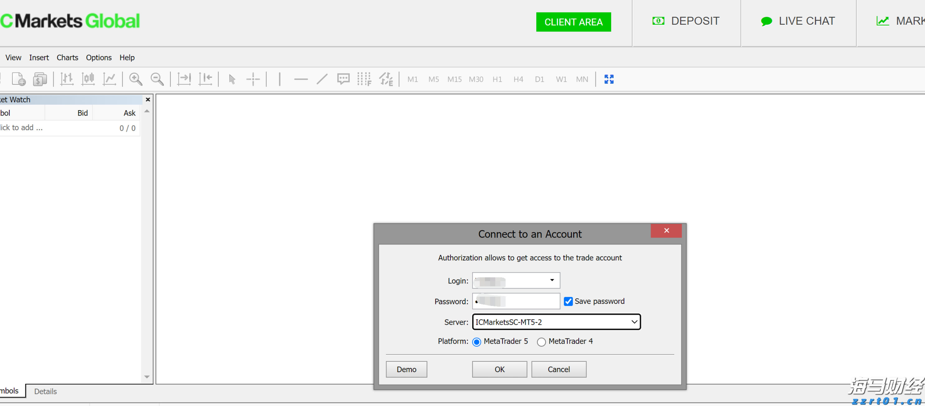 IC MARKETS网页版MT5登录流程