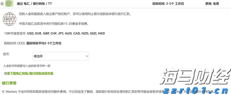 IC MARKETS国际电汇出金手续费多少