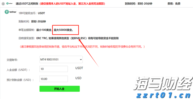 IC MARKETS USDT入金单笔最高是多少