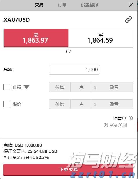 嘉盛黄金一单最大可以下多少手